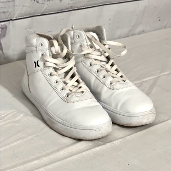 Hurley white leather high top sneakers size 8 men’s - Picture 1 of 6